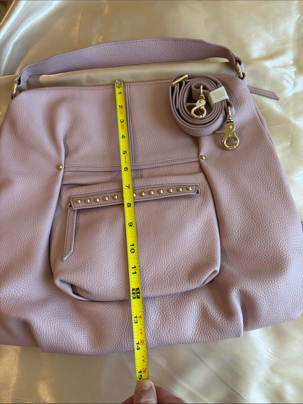 Laggo Peony Pink Pebbled Leather Tote with Gold Accents